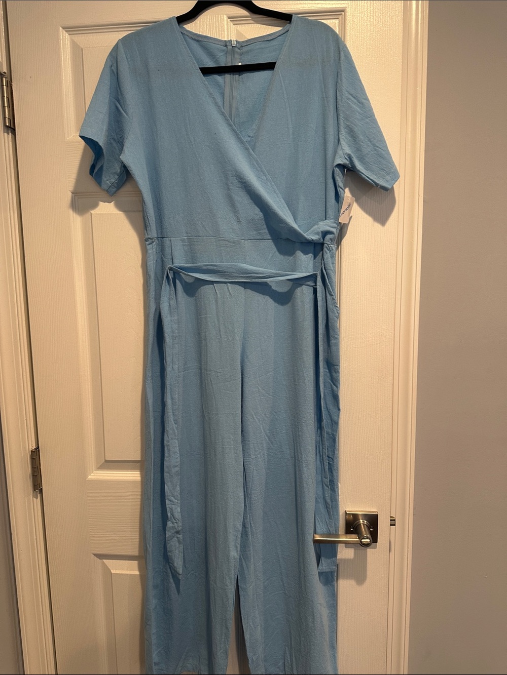 Light Blue Wrap Jumpsuit